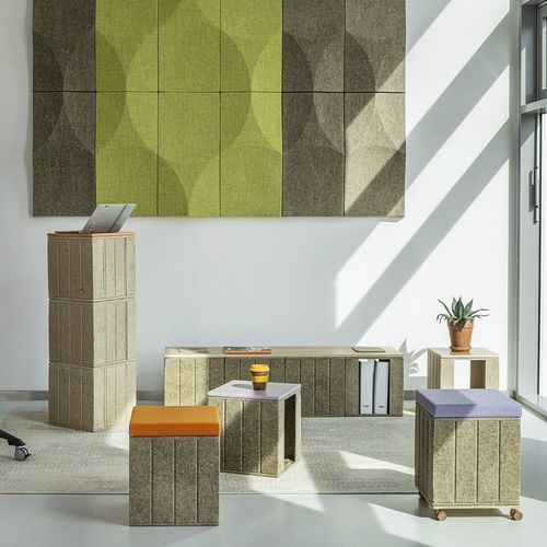 Moderner Couchtisch - CB-TAB  - vank - Hanf / Gestell aus Holz / in Würfelform