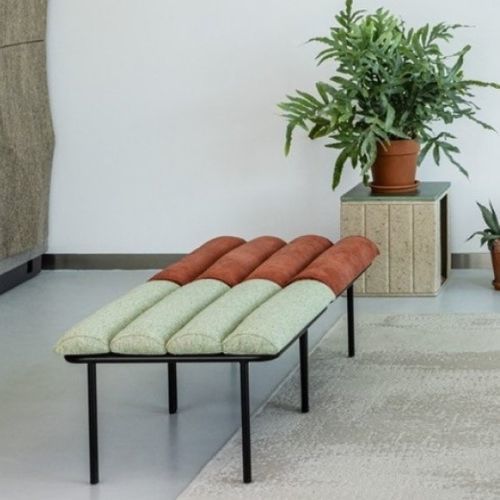 Bank / minimalistisches Design - LONG - vank - Textil / Leder / Metall