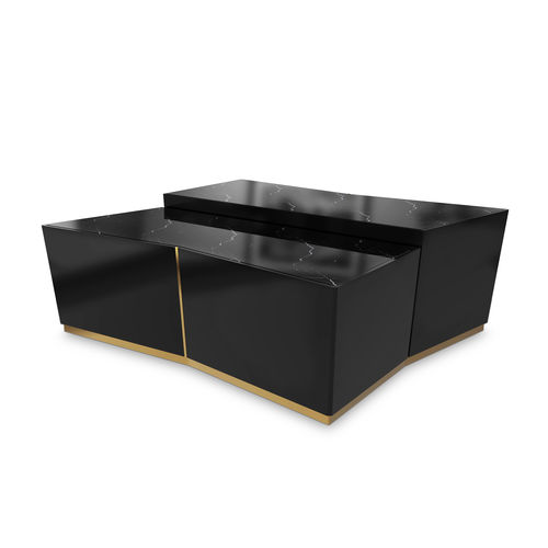 Moderner Couchtisch - BEYOND - LUXXU MODERN DESIGN & LIVING - Holz / Marmor / Gestell aus poliertem Messing