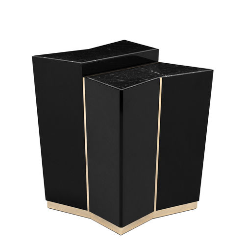 Moderner Beistelltisch - BEYOND - LUXXU MODERN DESIGN & LIVING - lackiertes Holz / Marmor / Gestell aus poliertem Messing
