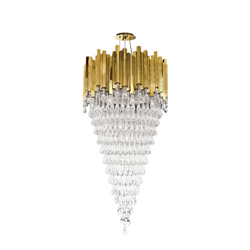 Moderner Kronleuchter - TRUMP - LUXXU MODERN DESIGN & LIVING - Kristall / Messing mit Goldauflage / Halogen