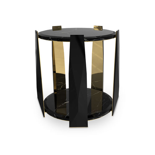 Moderner Beistelltisch - IMPERIUM  - LUXXU MODERN DESIGN & LIVING - lackiertes Holz / Marmor / Gestell aus poliertem Messing