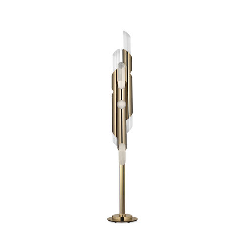 Stehleuchte - DRAYCOTT - LUXXU MODERN DESIGN & LIVING - Messing / Messing mit Goldauflage / Kristall