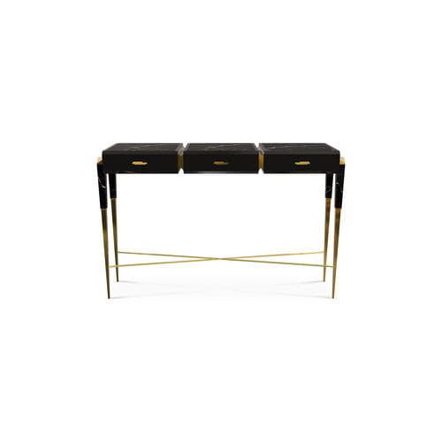 Moderner Konsolentisch - SPEAR - LUXXU MODERN DESIGN & LIVING - lackiertes Holz / Messing / Marmor
