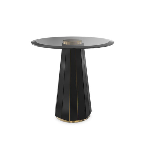 Moderner Beistelltisch - DARIAN II - LUXXU MODERN DESIGN & LIVING - Rauchglas / poliertes Messing / Gestell aus lackiertem Holz
