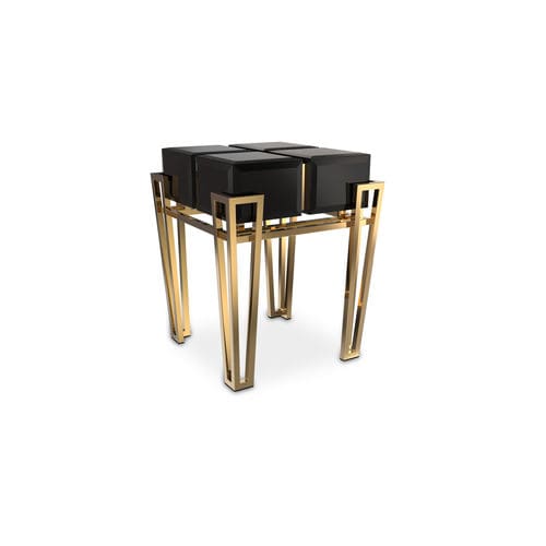 Moderner Beistelltisch - NUBIAN - LUXXU MODERN DESIGN & LIVING - Holz / Glas / Gestell aus poliertem Messing