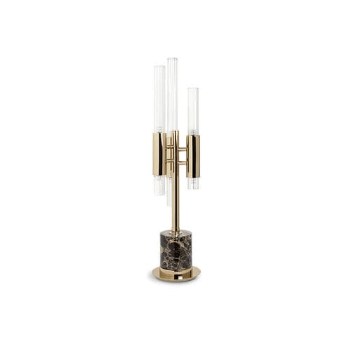 Tischlampe - WATERFALL - LUXXU MODERN DESIGN & LIVING - Messing mit Goldauflage / Kristall / Marmor