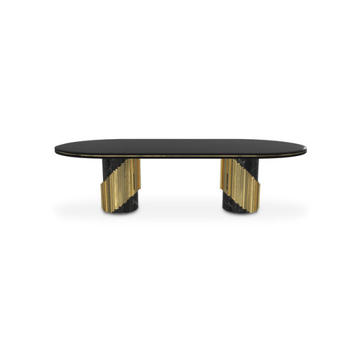 Moderner Esstisch - LITTUS  - LUXXU MODERN DESIGN & LIVING - lackiertes Holz / poliertes Messing / Marmor
