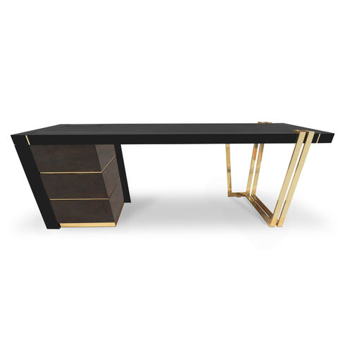 Bodenstehender Schreibtisch - APOTHEOSIS - LUXXU MODERN DESIGN & LIVING - modern / Nussbaum / lackiertes Holz