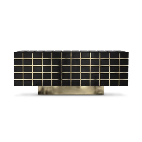Modernes Sideboard - NUBIAN  - LUXXU MODERN DESIGN & LIVING - lackiertes Holz / Rauchglas / poliertes Messing
