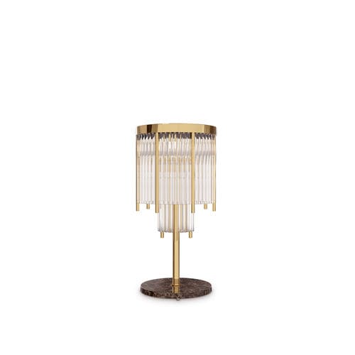 Tischlampe - Pharo III - LUXXU MODERN DESIGN & LIVING - poliertes Messing / Kristall / Marmor