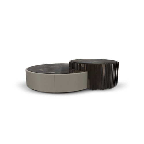 Moderner Couchtisch - Empire Set I - LUXXU MODERN DESIGN & LIVING - Leder / Marmor / Gestell aus Messing
