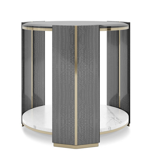 Moderner Beistelltisch - Algerone Big - LUXXU MODERN DESIGN & LIVING - Holz / Rauchglas / poliertes Messing