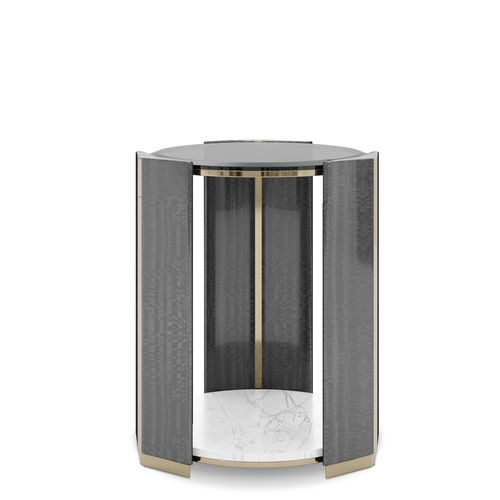 Moderner Beistelltisch - Algerone Small - LUXXU MODERN DESIGN & LIVING - Holz / Rauchglas / poliertes Messing