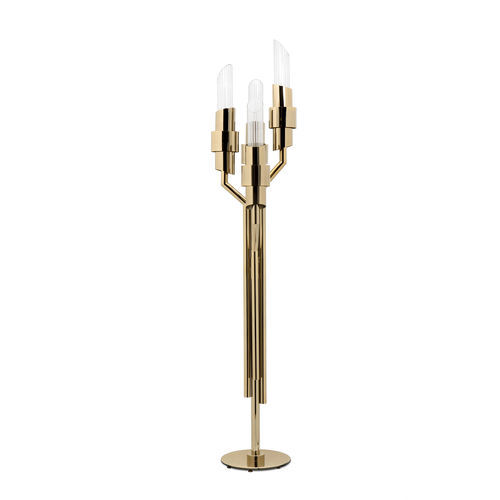 Stehleuchte - TYCHO - LUXXU MODERN DESIGN & LIVING - Messing / Messing mit Goldauflage / Kristall