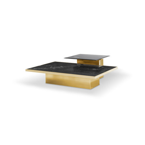 Moderner Couchtisch - THOR - LUXXU MODERN DESIGN & LIVING - poliertes Messing / Marmor / Gestell aus poliertem Messing