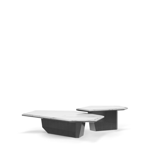 Moderner Couchtisch - Algerone Set II - LUXXU MODERN DESIGN & LIVING - Marmor / Gestell aus Eukalyptusholz / für Privatgebrauch
