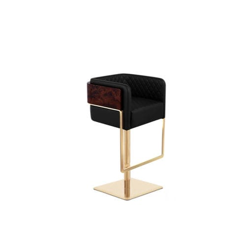 Moderner Barstuhl - NURA - LUXXU MODERN DESIGN & LIVING - für den Innenraum / Leder / poliertes Messing