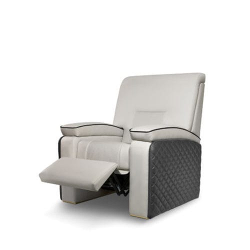 Leder-Massagesessel - THOMSON - LUXXU MODERN DESIGN & LIVING - poliertes Messing / mit Kopfstütze / mit Fußstütze