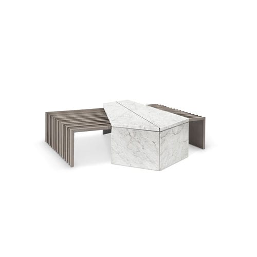 Moderner Couchtisch - MAYER - LUXXU MODERN DESIGN & LIVING - Holz / polierter Edelstahl / Marmor
