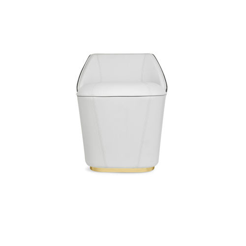Moderner Hocker - ALGERONE - LUXXU MODERN DESIGN & LIVING - Leder / Holzfurnier / Gestell aus Messing