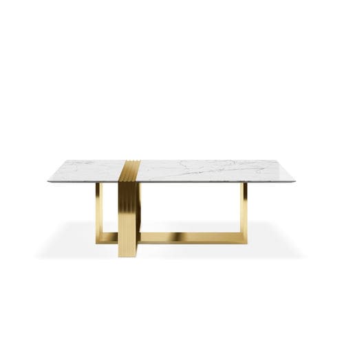 Moderner Esstisch - VERTIGO - LUXXU MODERN DESIGN & LIVING - Messing / Marmor / Gestell aus poliertem Messing