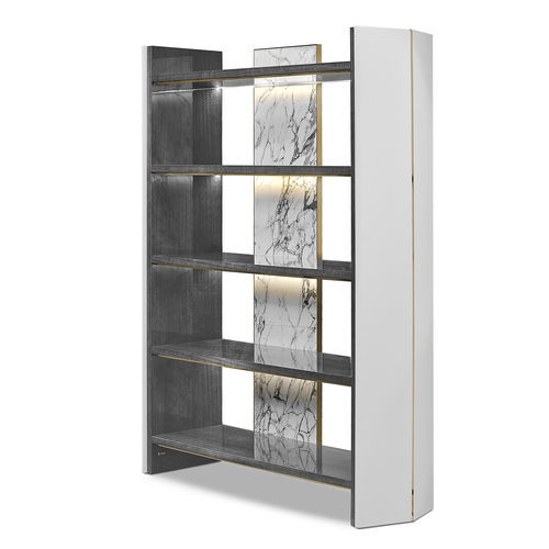Modernes Bücherregal - Algerone - LUXXU MODERN DESIGN & LIVING - für Gewerbegebrauch / poliertes Messing / Leder