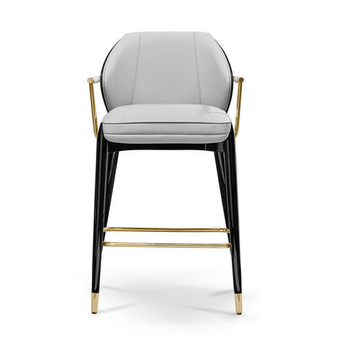 Moderner Barstuhl - ALGERONE II  - LUXXU MODERN DESIGN & LIVING - für den Innenraum / Kunstleder / poliertes Messing