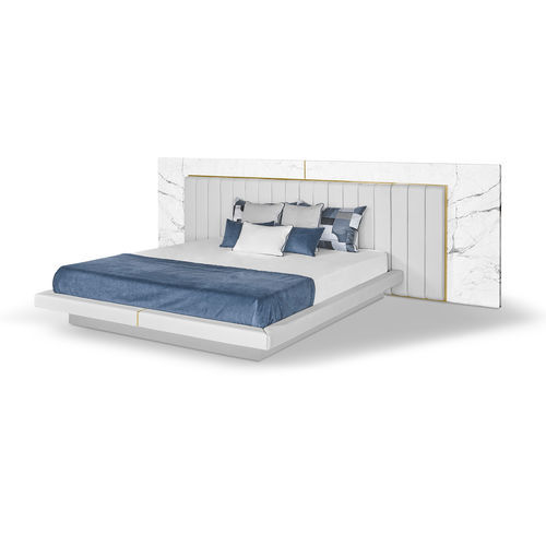 Doppelbett - ALGERONE - LUXXU MODERN DESIGN & LIVING - modern / Polster / mit Kopfteil aus Leder
