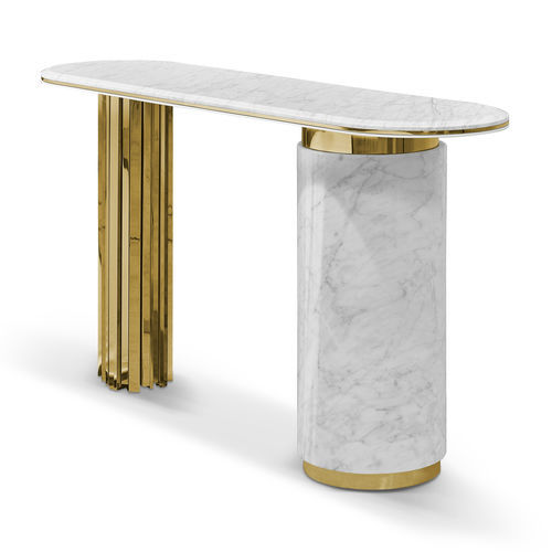 Moderner Konsolentisch - EMPIRE - LUXXU MODERN DESIGN & LIVING - Marmor / Gestell aus poliertem Messing / Gestell aus Marmor