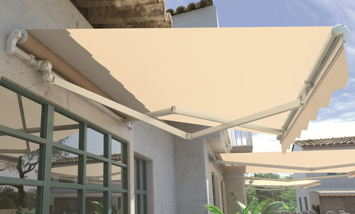 Fallarmmarkise - Crossed Arms - LLAZA WORLD, S.A. - motorisiert / für Terrasse / weiß