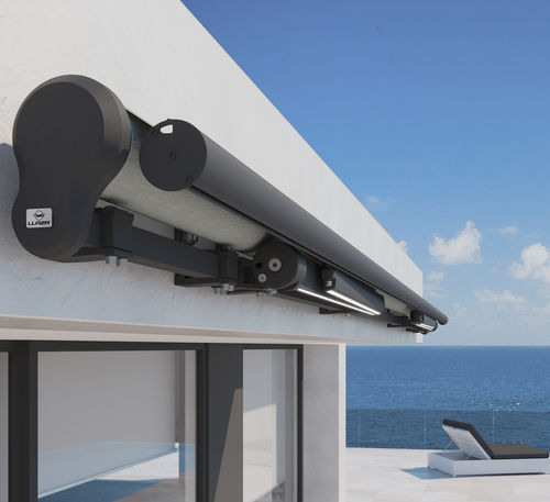 Einziehbare Markise - MODULBOX OPEN  - LLAZA WORLD, S.A. - motorisiert / für Terrasse / Balkon