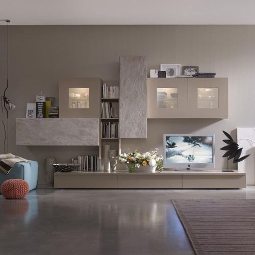 Moderne Wohnwand - COMP_824 - Mobilgam - lackiertes Holz / Modul