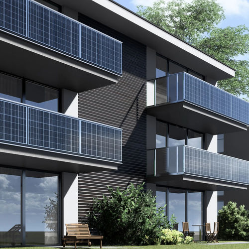 Geländer mit Solarmodul - MODULARIS PV - Abel Metallsysteme GmbH & Co. KG - Aluminium / Platten / für Außenbereich
