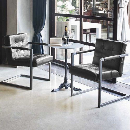 Moderner Sessel - MEMPHIS  - Devina Nais - Leder / Eisen / schwarz