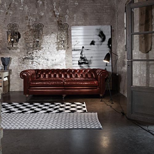 Chesterfield-Sofa - BRITISH  - Devina Nais - Leder / braun / Zweisitzer