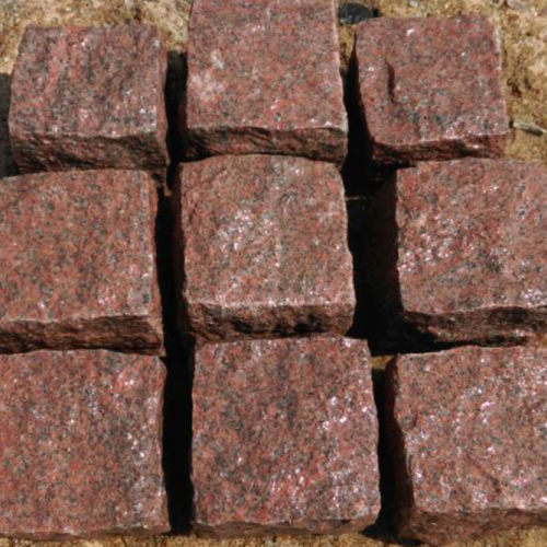 Granit-Pflasterstein - RED COBBLESTONE - Asian Stones - befahrbar / Fußgänger / für öffentliche Bereiche