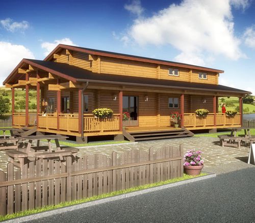 Fertigbau-Gebäude - COLONIAL - Artic House - Massivholz / für Sportanlage / für Restaurants