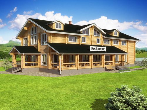 Fertigbau-Gebäude - LUXURY : 614 - Artic House - Massivholz / für Restaurants / modern