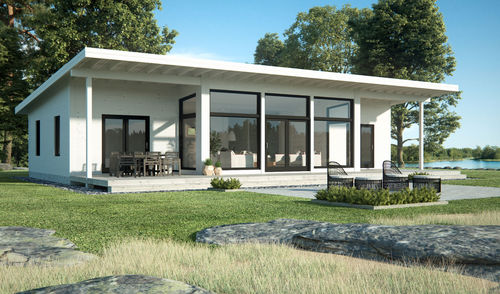 Fertigbauhaus - NORDIC COLLECTION 125 - Artic House - modern / mit Terrasse / aus Holz
