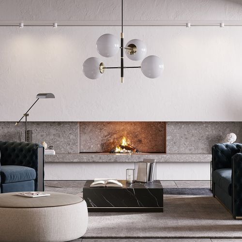 Moderner Couchtisch - CLEA - Laskasas - Edelstahl / Marmor / Gestell aus Holz