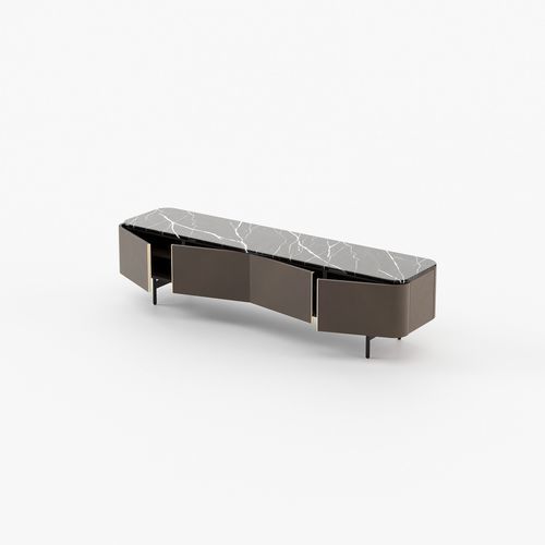 Modernes Fernsehmöbel - NORMAN  - Laskasas - maßgefertigt / mit Regal / Holz