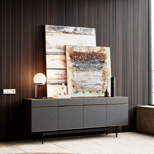 Modernes Sideboard - RALPH  - Laskasas - Eukalyptusholz / mit Regal / mit Schubladen