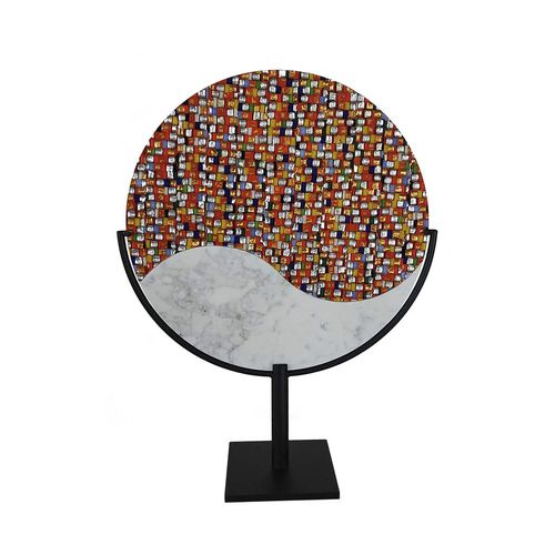 Metallskulptur - ORIGIN - veveglass - Carrara-Marmor / Muranoglas / handgefertigt