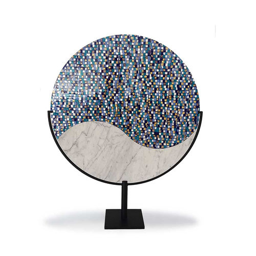 Metallskulptur - ORIGIN - veveglass - Carrara-Marmor / Muranoglas / handgefertigt