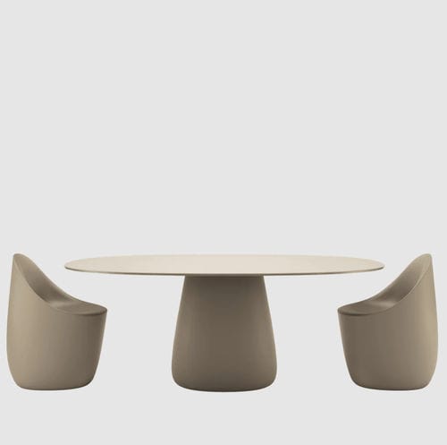 Moderner Tisch - COBBLE - Qeeboo - HPL / Gestell aus HPL / oval