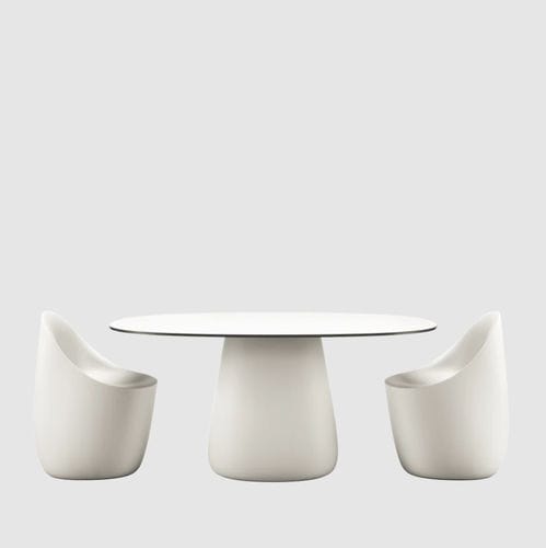 Moderner Tisch - COBBLE - Qeeboo - HPL / Gestell aus HPL / oval