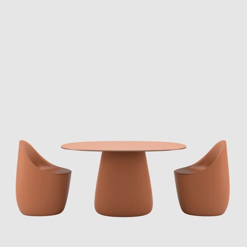 Moderner Tisch - COBBLE - Qeeboo - HPL / Gestell aus HPL / oval