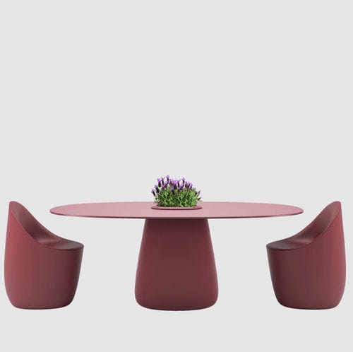 Moderner Tisch - COBBLE - Qeeboo - HPL / Gestell aus HPL / oval