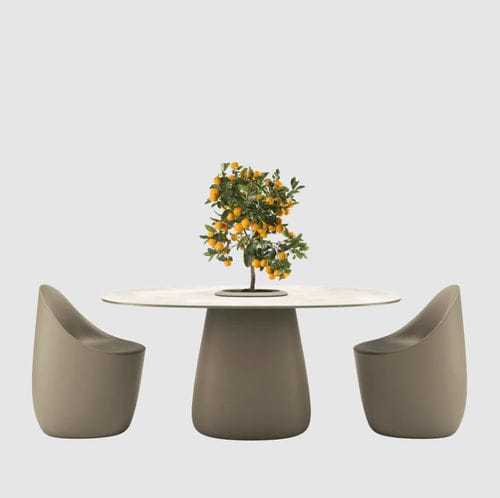 Moderner Tisch - COBBLE - Qeeboo - Feinsteinzeug / Gestell aus Steingut / oval
